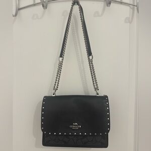 Coach Black Leather Crossbody Bag with Silver Accents